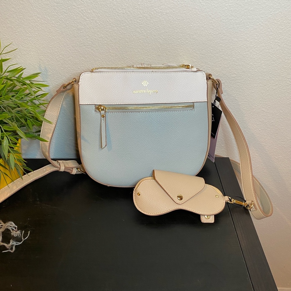 Nanette Lepore Light Blue and Cream Crossbody Bag